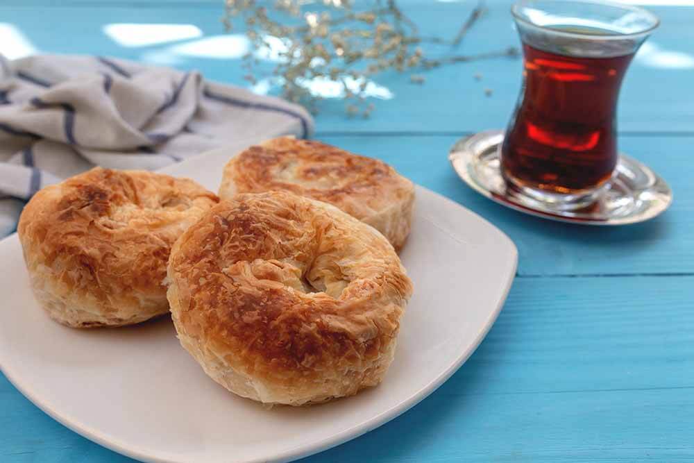 Traditional Izmir Boyoz, round borek.