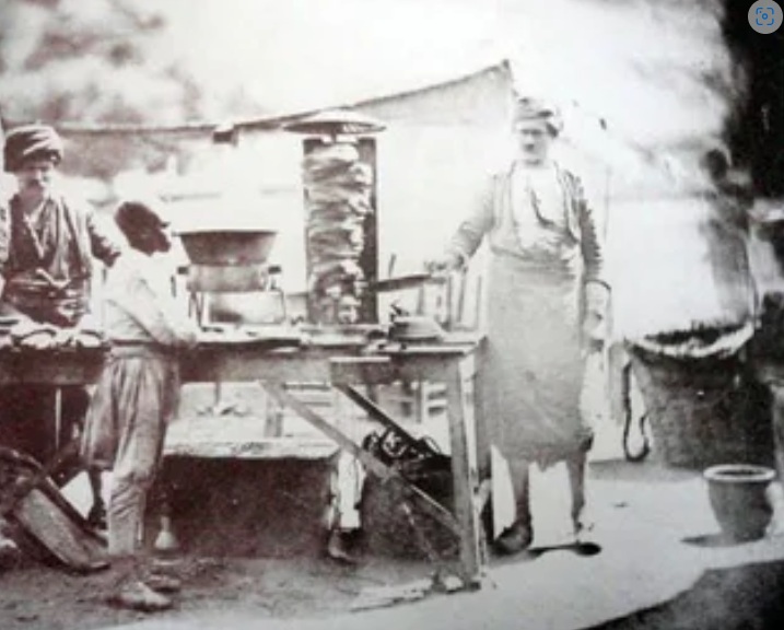First known picture of döner stall in Istanbul (1855)