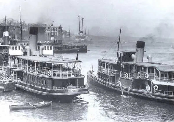 The first 6 steamships entered service in 1853. All were manufactured in England. These 60-horsepower steamships were propelled by paddle wheels located at their stern.