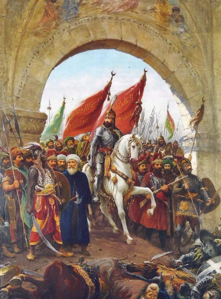 The entry of Sultan Mehmed II into Constantinople depicted in a painting by Fausto Zonaro.